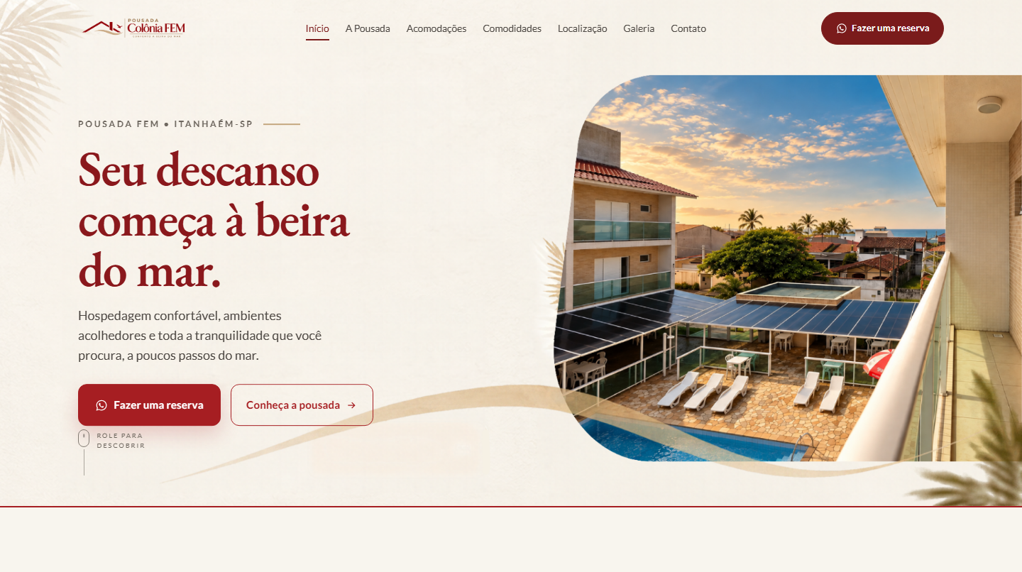 Landing page — Pousada Colônia FEM