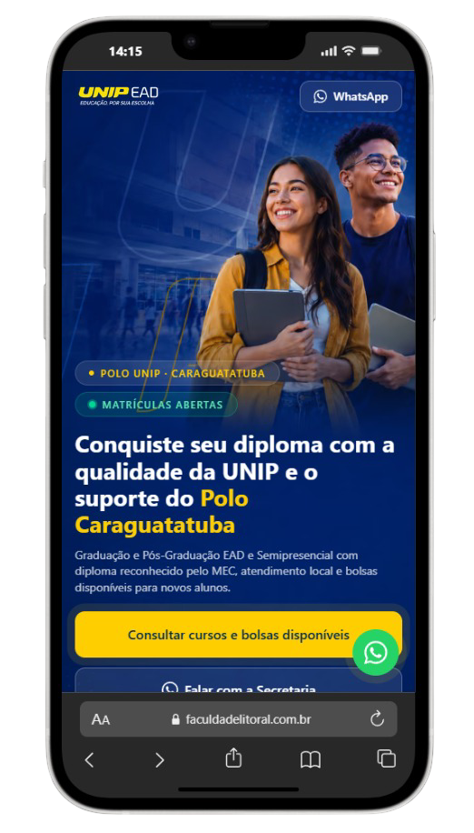Landing page UNIP Caraguatatuba — versão mobile